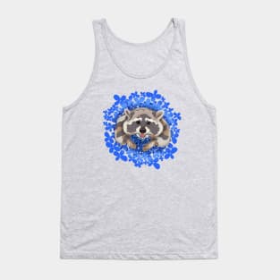 Raccoon with blue flowers Tank Top